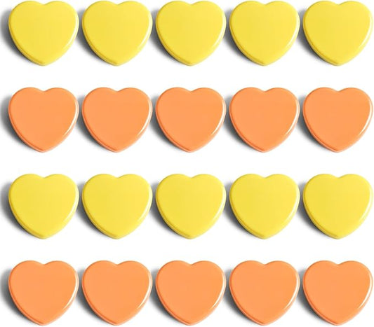 ZDZBLX Fridge Magnets - 20PCS Heart Strong Refrigerator Magnets - Heavy Duty Small Magnets for Whiteboard, Locker, Office & School - Cute Decorative Magnet for Home Kitchen Crafts Map (Orange+Yellow)
