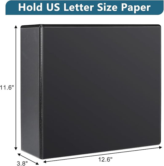 3" 3 Ring Binder, Standard 3-Inch Slant-D Ring Binder Fit Letter Size Paper, Presentation View Binders, 2 Packs, Black