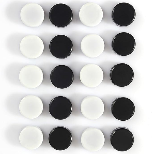 20PCS Fridge Magnets - Small Strong Refrigerator Magnets, Heavy Duty Magnets for Whiteboard, Decorative Cute Mini Round Magnet for Office Kitchen School Classroom Locker Crafts (Black+White)