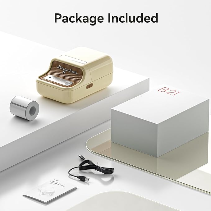NIIMBOT B21 Label Maker, Portable Bluetooth Label Printer for Small Business, Sticker Maker with Tape for Gift Barcode, Clothing, Retail, Bakery, Mailing, Candles, Jewelry, Craft Organizing,White