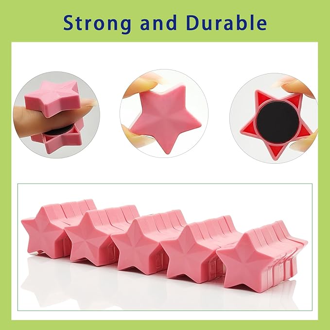 Fridge Magnets - 30 Pcs Refrigerator Magnets Strong Small Whiteboard Magnet, Heavy Duty Mini Magnets for Kitchen, Locker, Office, Classroom & Office Use - Decorative Cute Magnet (Star, Pink)