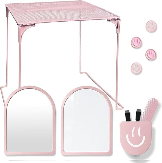 KEYDUACU 10 pcs - Locker Accessories, Locker Decorations Including Mirrors, whiteboards, Magnets and organizing Supplies. Ideal for Back-to-School Essentials and The Office (11 Pcs - Pink)