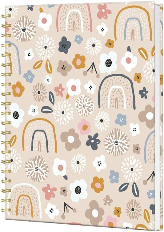 iampanda Spiral Journal Notebook,Strong Twin-Wire Binding with Premium Paper for Women,60 Sheets B5 College Ruled Notebook/Journal,Perfect for School Office Work,Cute Rainbow Flower