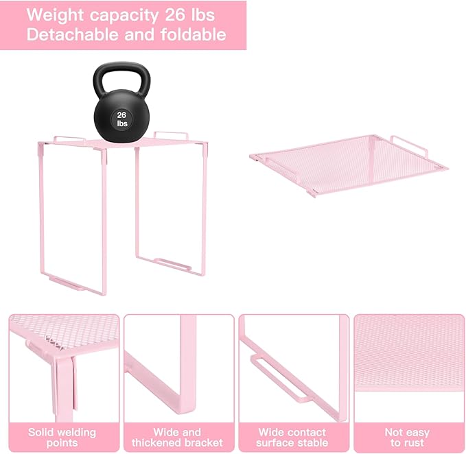 Locker Organizer and Accessories Kit, Includes Metal Locker Shelf, Magnetic Mirror, Pen Holder, Whiteboard, Markers, Magnets, Back to School Essentials Locker Decorations,Office,Gym Lockers (Pink)
