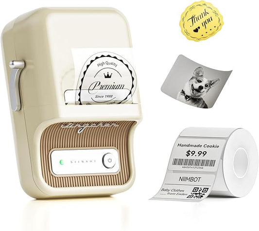 NIIMBOT B21 Label Maker, Portable Bluetooth Label Printer for Small Business, Sticker Maker with Tape for Gift Barcode, Clothing, Retail, Bakery, Mailing, Candles, Jewelry, Craft Organizing,White