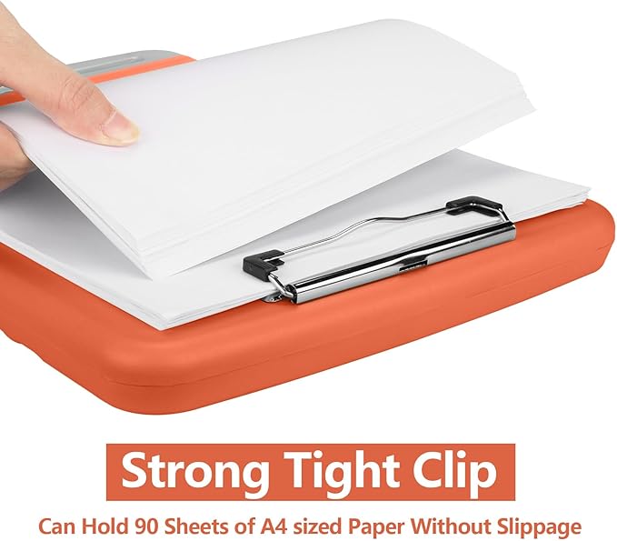 Clipboard with Storage, A4 Binder Nursing Clipboards with Pen Holder, Heavy Duty Storage Clipboards with Low Profile Clip, Clipboard Folder Side-Opening, Smooth Writing Clip Board (Red Brown)