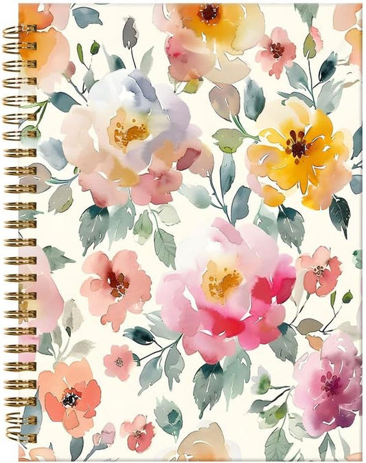 Spiral Journal Notebook,A5 Hardcover Lined Journals for Women Girl 6 x 8.3 in,120 Pages Thick Paper,Cute College Ruled Writing Notebook for Gifts Office Work School(Beautiful Floral)