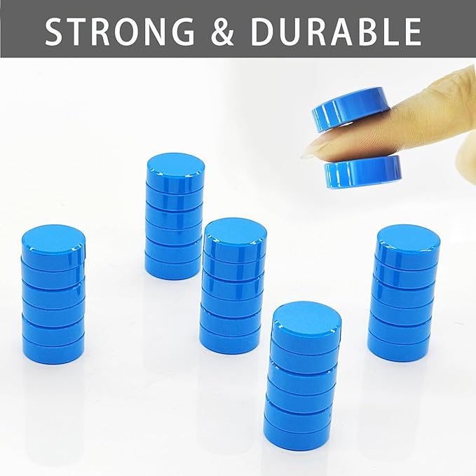 ZDZBLX Fridge Magnets, 20 Pcs Strong Refrigerator Magnets, Small Round Magnets for Whiteboard, Heavy Duty Mini Magnet, Cute Blue Magnet for Fridge, Locker, Kitchen, Office, Magnetic Board, Cabinets