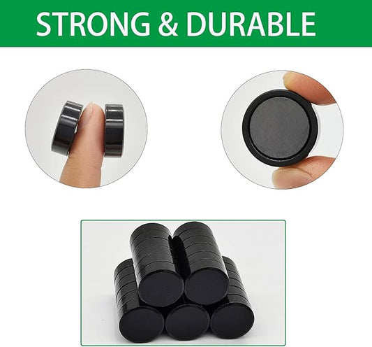 ZDZBLX 10 Pack Strong Fridge Magnets, Heavy Duty Round Refrigerator Magnets, Small Whiteboard Magnets for Fridge, Locker, Crafts, Kitchen, Office, Classroom, Mini Cute Magnet for Home & School (Black)