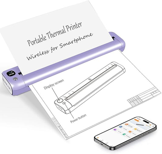 Rongta Portable Printer Wireless for Travel, Bluetooth WiFi Inkless Thermal Printers for 8.5" x 11" US Letter & A4 Size, Compatible with Android iOS Phone Mac Windows Laptop for Office & Home (Purple)