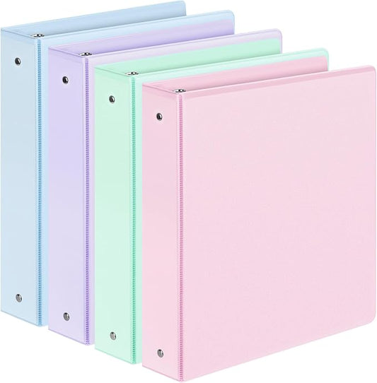 4 Pack Extra Durable 3 Ring Binders 1.5 Inch, Sooez 1.5” Three Ring Binder, Eco-Friendly & PVC Free, Customizable Clear View Cover for Letter Size 8.5 x 11'' Paper, School Office Supplies for Girl