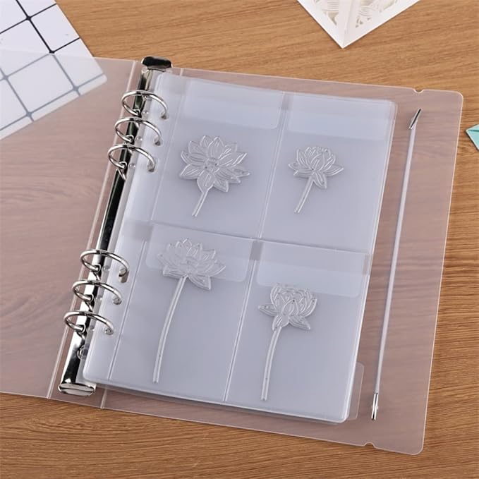 10 Pack A5 Size Plastic Binder Pockets,6 Holes Waterproof PVC Folders Loose Leaf Bag forBudgeting Loose Leaf Bags Planner Insert Pouches Photo,Document, Stamp & Die Storage Bills Organizer