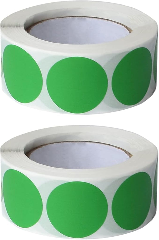 1000 Pieces 1 Inch Round Color Coding Labels Writable Circle Dot Labels Self Adhesive Color Round Stickers for Inventory Home Organize, File Classification(2 Rolls, Green)