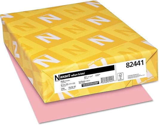 Wausau Vellum Bristol Cardstock, 67 lb, 8.5 x 11 Inches, Pastel Pink, 250 Sheets (82441)