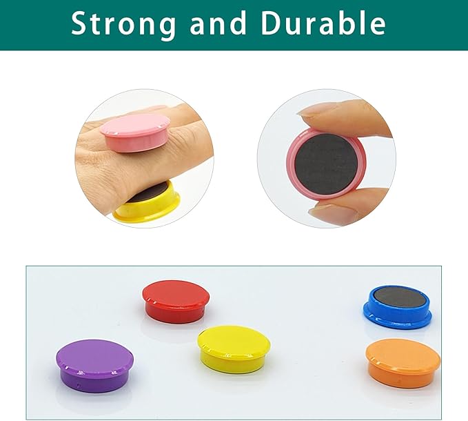 ZDZBLX Fridge Magnets, Heavy Duty Strong Refrigerator Magnets for Whiteboard Locker, 30 Pack Decorative Round Magnets in 10 Colors, Cute Colored Magnet for Fridge, Office, Kitchen, Classroom, Home