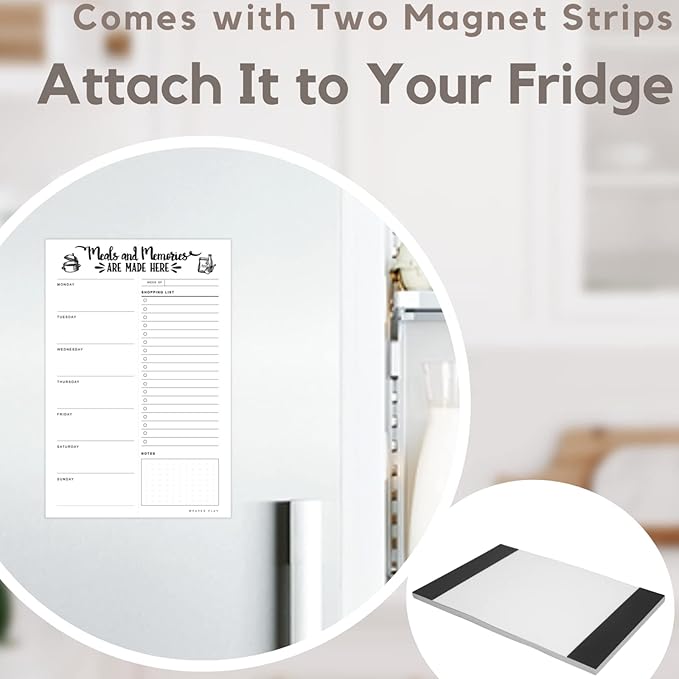 52 Tear-off Sheets Meal Planning Notepad | Magnetic Meal Planning Pad for Fridge 6x9 Inch | Notebook for Meal Planner and Grocery List with Magnet | Weekly Meal Planner for kitchen with Tear Off