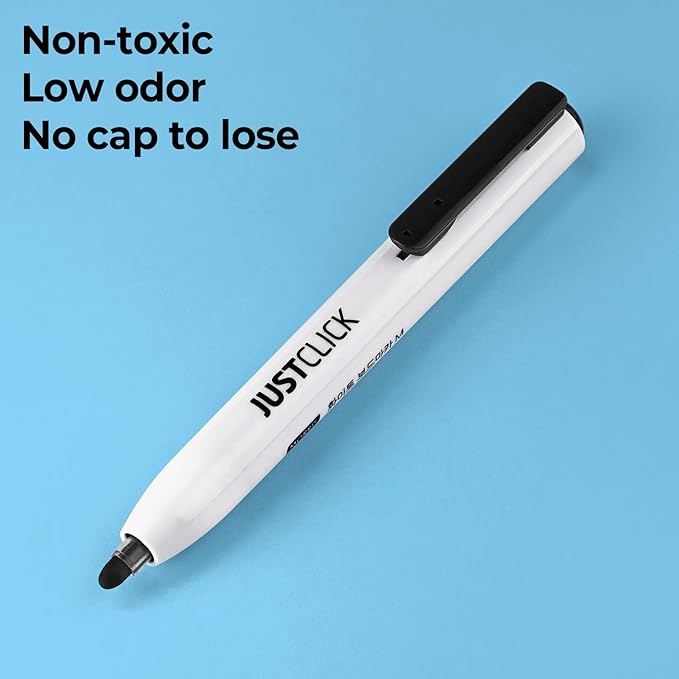 carrotez Retractable Dry Erase Markers, Click Dry Erase Whiteboard Markers, Bullet Tip, Thin Barrel, 12 Count, Black