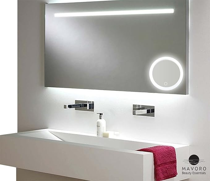10X Magnifying Mirror with LED Light and 3 Strong Suction Cups. Compact, Lighted Makeup Mirror (USB Rechargeable Built-in Battery)