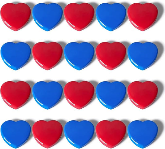 Fridge Magnets - 20PCS Cute Heart Mini Refrigerator Magnets for Whiteboard, Fridge & Locker, Decorative Heavy Duty Magnets - Small Strong Kitchen Magnet for Office, Classroom, School (Red+Blue)