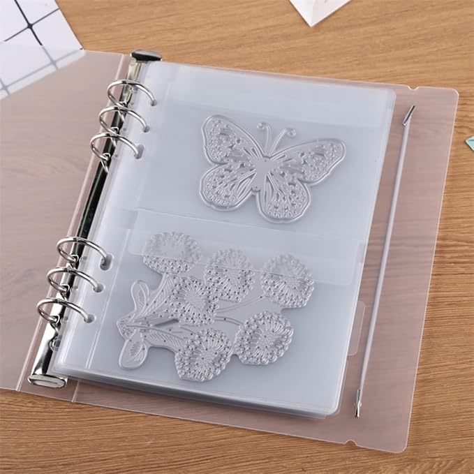 BAOFALI 10 Pack A5 Size Plastic Binder Pockets,6 Holes Waterproof PVC Folders Loose Leaf Bag forBudgeting Loose Leaf Bags Planner Insert Pouches Photo,Document, Stamp & Die Storage Bills Organizer