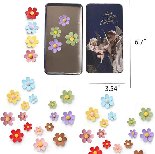 3D Flower Fridge Magnets Cute Flower Magnets for Fridge Whiteboard Office Locker Colorful Kitchen Decor Post Outdoor Publicity Posters 16PCS (8Large+8 Medium) 8 Colors