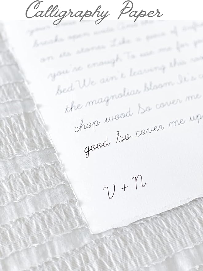 Handmade White Deckle Edge Blank Paper - A5 Size Package of 50 - Mixed Media Loose Leaf Paper for Watercolor, Writers, Invitations, Crafts - Thick 150 GSM - 8 x 6'