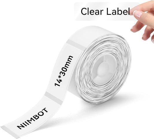 NIIMBOT Label Maker Tape for D11/D110/D101 Label Maker, 14 x 30 mm (0.55'' x 1.18'') for Home Office Labeling Tape Replacement, Clear