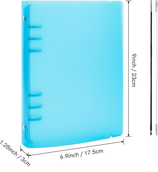 BAOFALI 3Pcs/Set A5 6 Ring Binder Cover Clean Transparent Soft PVC for Refillable Notebook Shell withMatte surfaceforStamp & Die Storage (Blue)