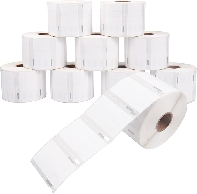 L LIKED 10 Rolls 2.25" x 1.25" Direct Thermal Barcode Labels, Perforated Line, Compatible with Rollo, Zebra, Jadens, Nelko, Munbyn, Phomemo Desktop Printers and Dymo 30334 Replacement (10000 Labels)