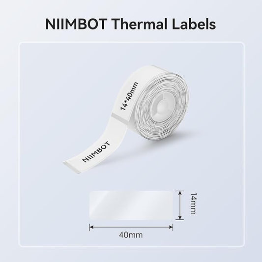 NIIMBOT Label Maker Tape for D11/D110/D101 Label Maker, 14 x 40 mm (0.55'' x 1.57'') for Home Office Labeling Tape Replacement, Clear