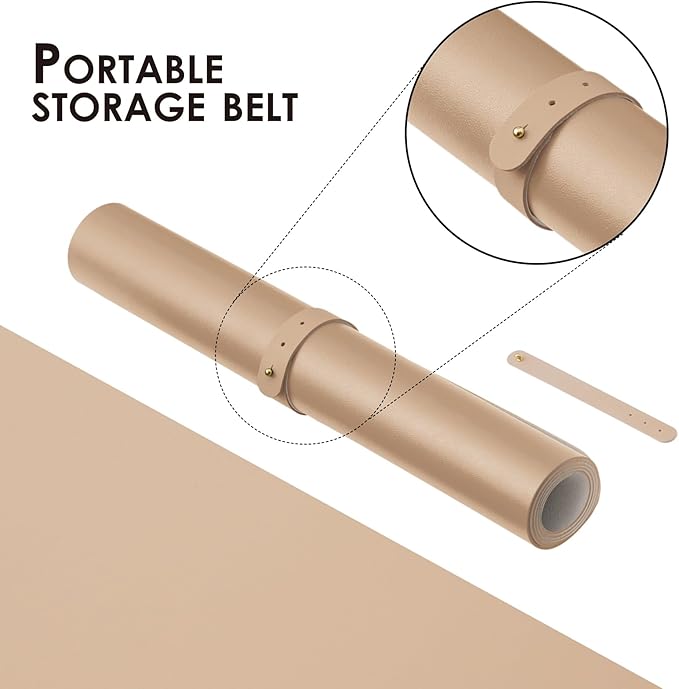 Large Desk Mat - 47.2"x 17" Non-Slip PU Desk Pad for Office and Home - Ideal for Large Mouse Pad and Desk Mats on Top of Desks(Apricot)