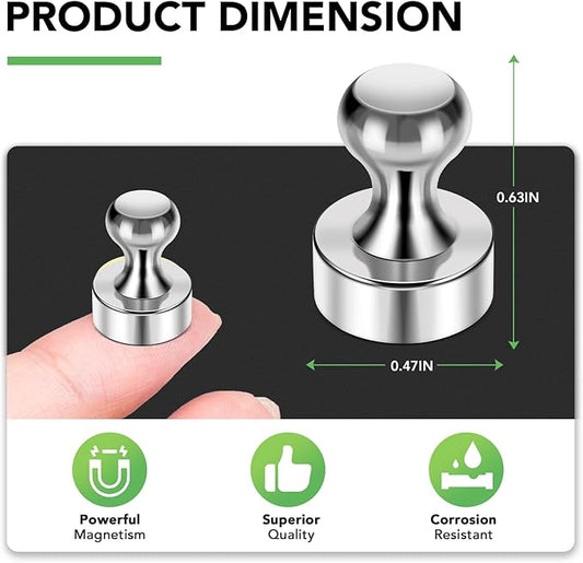 20 Pack Refrigerator Magnets Silver Strong Whiteboard Magnets Small Magnets for Kitchen School Office