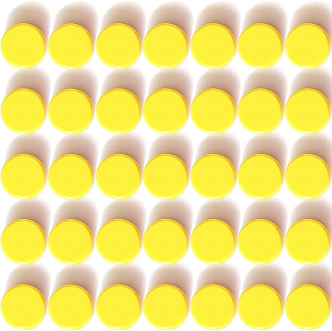 Fridge Magnets 40 Pcs, Strong Refrigerator Magnets Small Heavy Duty, Mini Round Magnets for Whiteboard, Office, Classroom, Cute Decorative Magnet for Fridge, Kitchen, Locker, Crafts (Yellow)