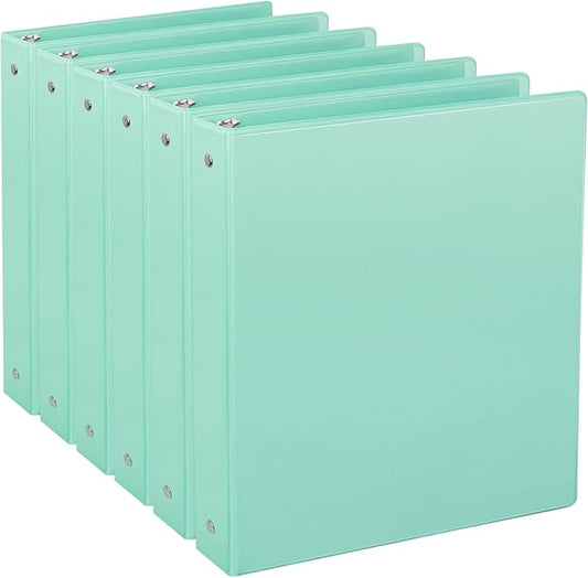 1-Inch Binder, Standard 3 Ring Binder Fit Letter Size Paper, Presentation View Binders, Light Blue, 6-Pack
