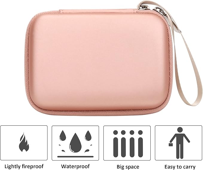 khanka Hard Travel Case Compatible with Liene 2x3” Photo Printer- Mini Instant Portable Photo Printer,Case Only (Pink)