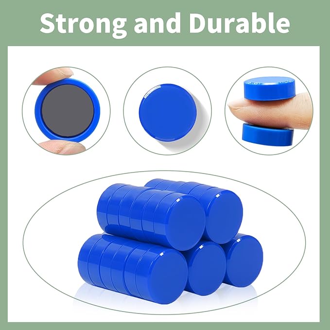 20PCS Fridge Magnets, Blue Cute Small Refrigerator Magnets, Decorative Round Heavy Duty Strong Mini Magnets for Whiteboard Fridge Locker Kitchen Classroom Office & School, Dry Erase Magnet
