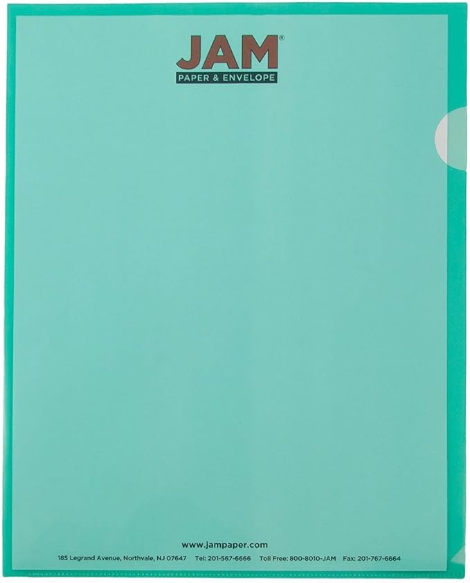 JAM PAPER Plastic Sleeves - Letter Size - 9 x 11 1/2 - Green Project Pockets - 12 Page Protectors/Pack