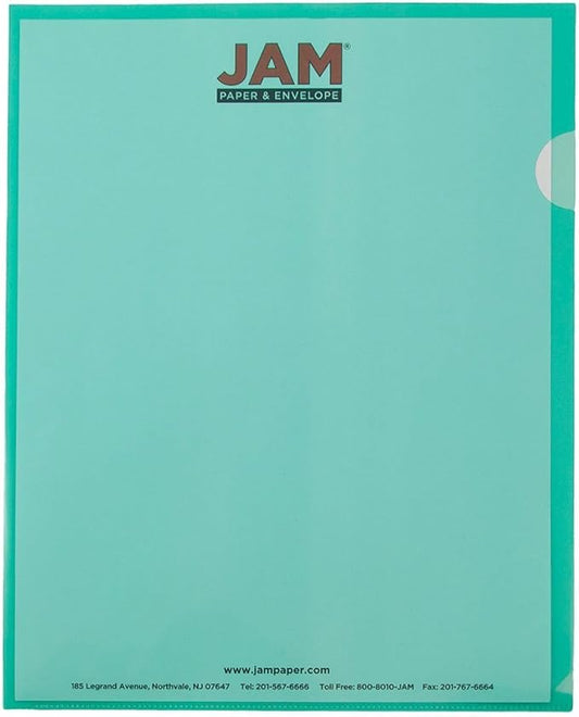 JAM PAPER Plastic Sleeves - Letter Size - 9 x 11 1/2 - Green Project Pockets - 12 Page Protectors/Pack