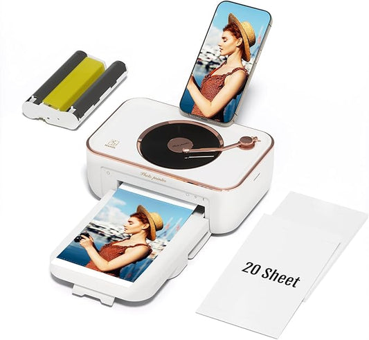iDPRT 4x6'' Photo Printer with 20 Sheets Photo Paper & 1 Cartridge, Portable Instant Photo Printer for iPhone Android, Thermal Dye Sublimation, Wi-Fi Picture Printer
