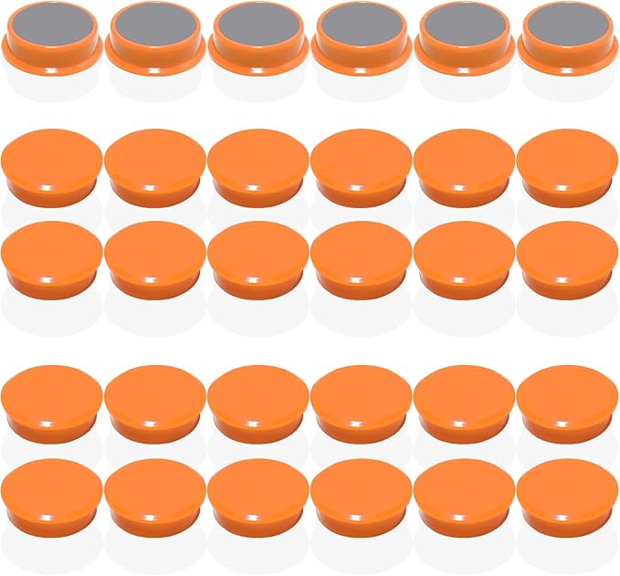 Fridge Magnets, 30 PCS Magnet Refrigerator Magnets Small Magnets for Whiteboard, Round Strong Magnets Heavy Duty Magnets Cute Mini Whiteboard Magnets for Fridge Locker Classroom Office (Orange)