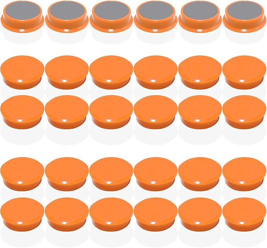 Fridge Magnets, 30 PCS Magnet Refrigerator Magnets Small Magnets for Whiteboard, Round Strong Magnets Heavy Duty Magnets Cute Mini Whiteboard Magnets for Fridge Locker Classroom Office (Orange)