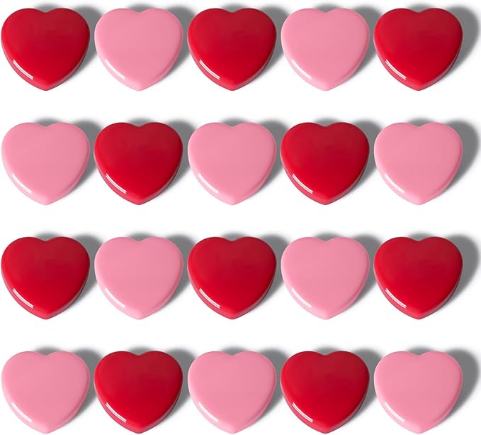Fridge Magnets - 20PCS Cute Heart Mini Refrigerator Magnets for Whiteboard, Fridge & Locker, Decorative Heavy Duty Magnets - Small Strong Kitchen Magnet for Office, Classroom, School (Red+Pink)