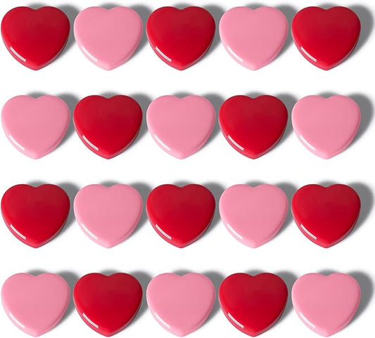 Fridge Magnets - 20PCS Cute Heart Mini Refrigerator Magnets for Whiteboard, Fridge & Locker, Decorative Heavy Duty Magnets - Small Strong Kitchen Magnet for Office, Classroom, School (Red+Pink)