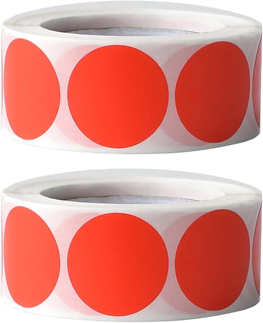 1000 Pieces 1 Inch Round Color Coding Labels Writable Circle Dot Labels Self Adhesive Color Round Stickers for Inventory Home Organize, File Classification(2 Rolls, Red)