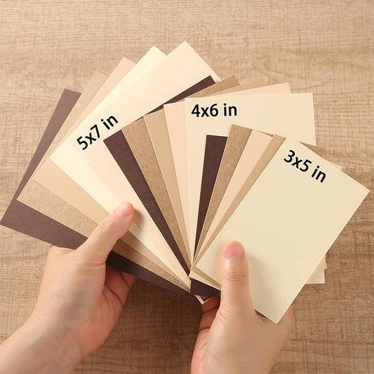 50 Sheets 3x5 Small Colored Cardstock Paper 5 Colors Blank Flash Cards, 250 GSM Heavy Card Stock for DIY Art Projects, Cards (Brown)