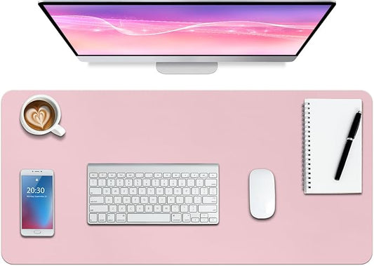 Boutilon Leather Desk Pad Protector,Non-Slip Mouse Pad,Laptop Desk Pad,Office Mouse Mat,Waterproof Leather Desk Blotter,Desk Writing Pad for Office and Home (S-Light Pink,24"x 14")