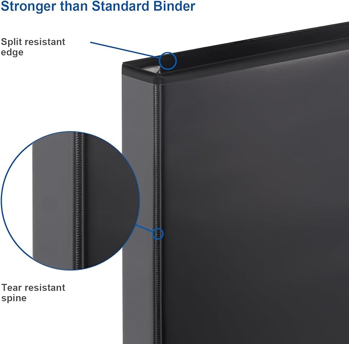 ViVin 1.5 Inch Slant-D View Binder, Single-Tap 3 Ring Binder 1.5", Fits 8.5" x 11" Paper, Black,6 Pack