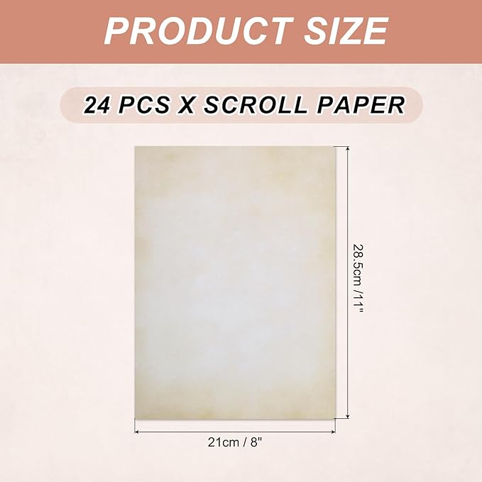 MECCANIXITY 24 Packs Vintage Cotton Paper Printer Paper Printer Edge White Brown Gradient Classic for Letter Writing, Invitations, Wedding-8 x 11 Inch