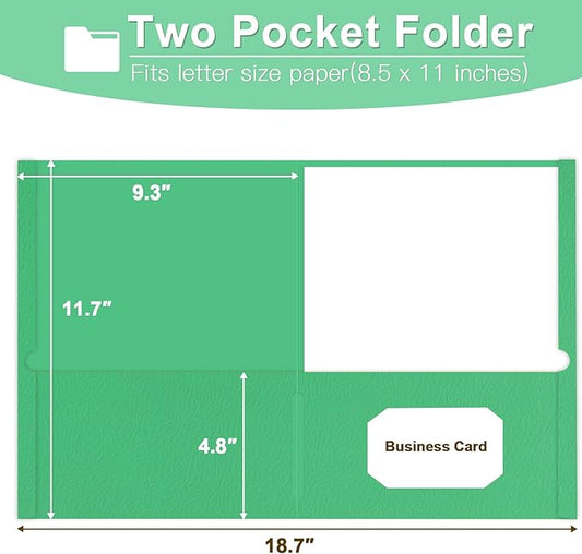Folders with Pockets, LAYZZ 30 Pack Paper Pocket Folders, 2 Pocket Folders Fits Letter Size Paper, for School Office and Home (Green)