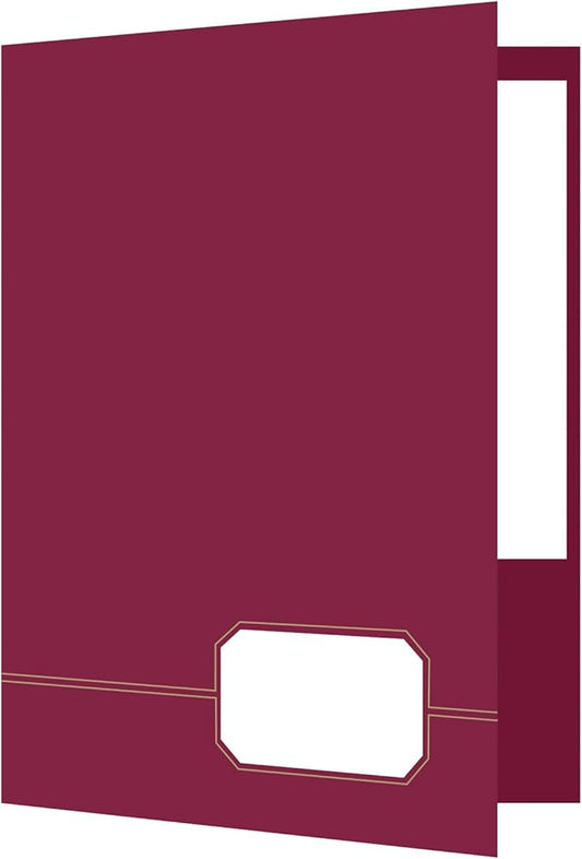 Oxford Monogram Executive Twin Pocket Folders, Letter Size, Burgundy with Gold Foil Trim, 4 Pack (04165), Burgundy/Gold